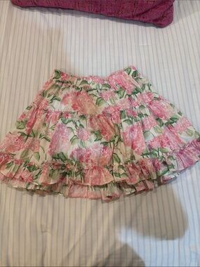 Hill House Pink Floral Ruffle Skirt